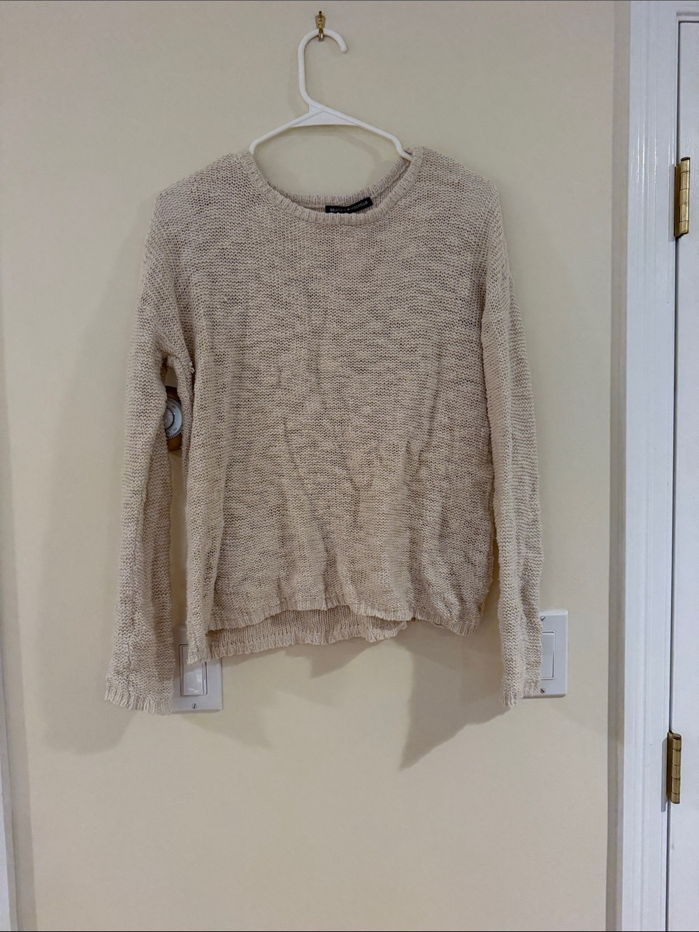 Brandy Melville Cream Knit Crewneck Sweater